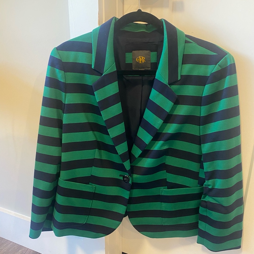 Striped casual blazer, blue and green